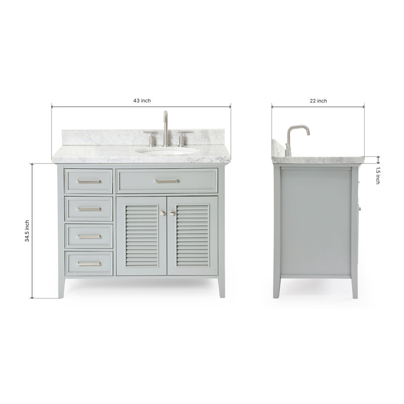 Kensington 43'' W Single Vanity, Gray, Right