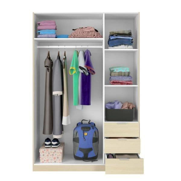 Camoren Solid Wood Wardrobe, 70.86" H x 47.63" W x 20.47" D, Oak