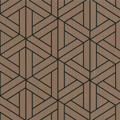 SereniSlats Facette Mocha 12 in. x 45 in. Geometric Peel and Stick Acoustic Wood Wall Panel