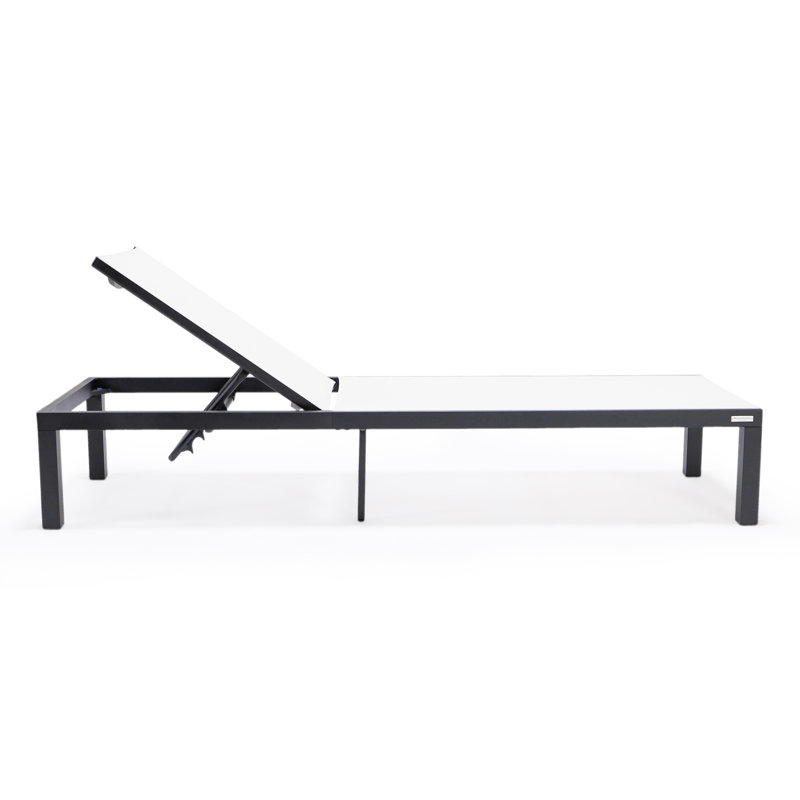 Marlin Modern Aluminum Outdoor Reclining Chaise Lounge - Weather-Resistant Sling Patio Chair for Poolside & Sunbathing, White