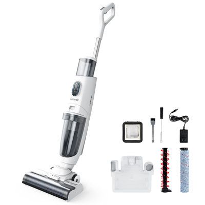 Aspirateur et laveur de sol sans fil ECOWELL avec écran DEL et assistant vocal, aspirateur vertical autonettoyant pour le nettoyage multisurfaces WCVP02