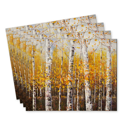 Birches by Sunny Day | Polyester Masvingo Set of 4 Home Decor