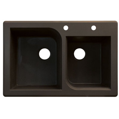 Radius 33.0625'' L Drop-In Double Bowl Granite Kitchen Sink