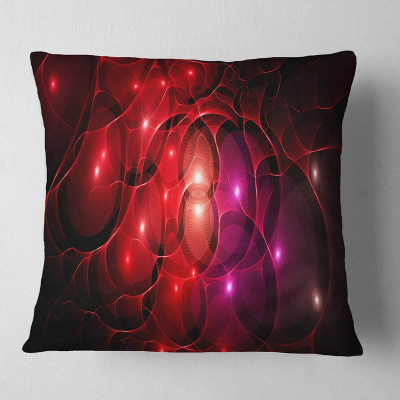 Fractal Space Circles - Coussin imprimé abstrait, 16 po x 1 po, Coussin décoratif, Rouge