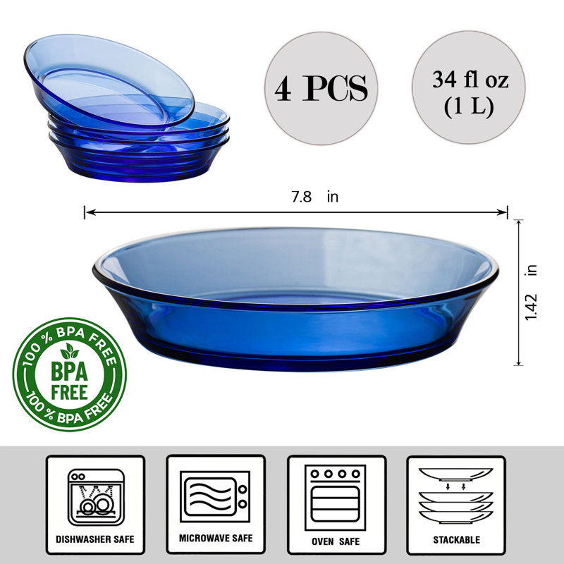 Assiette creuse de 7,8 po Lakevia, Bleu