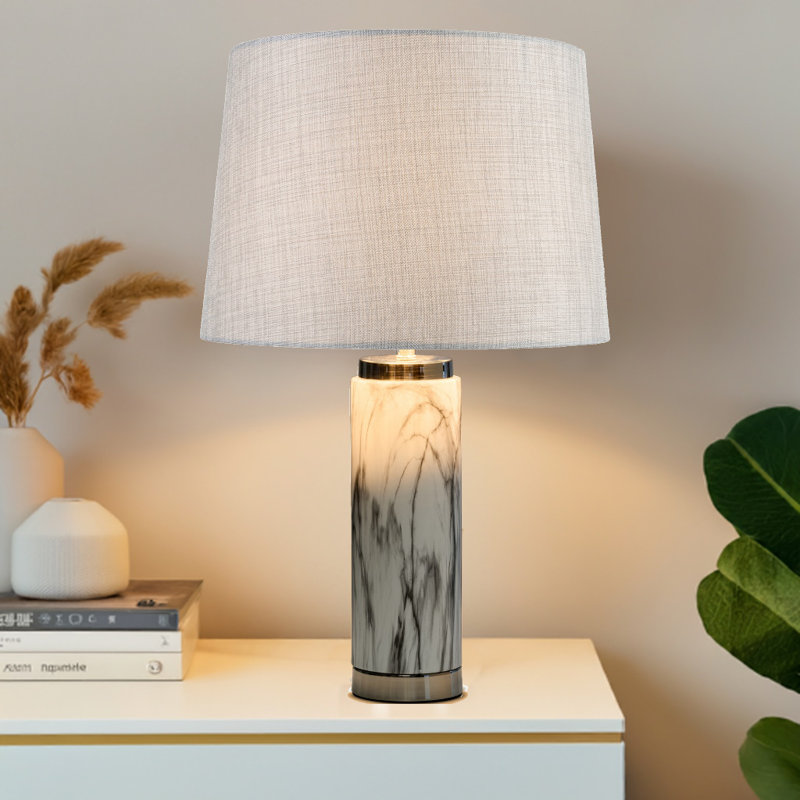 Alisander MARBLE EFFECT 56cm Table Lamp, Silver, Grey
