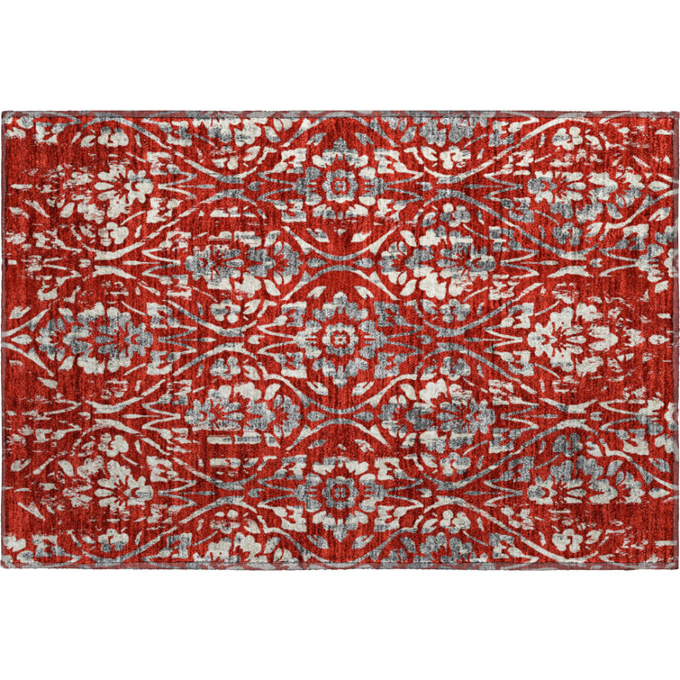 Premium Machine Washable Prisco Red Rug