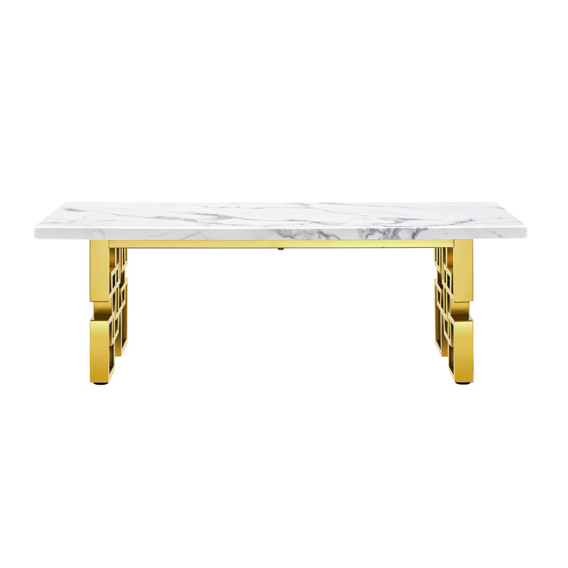 Table basse Nimao, Plateau blanc / base or