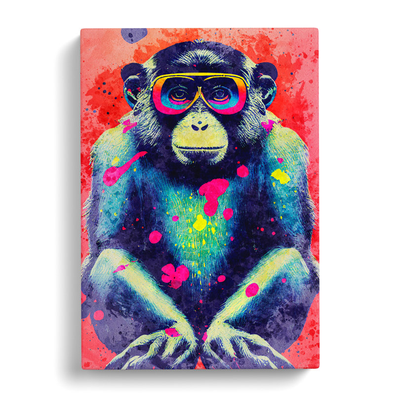 Splashed Monkey No.1 Abstract - Wrapped Canvas, 60cm H x 40cm W x 3cm D