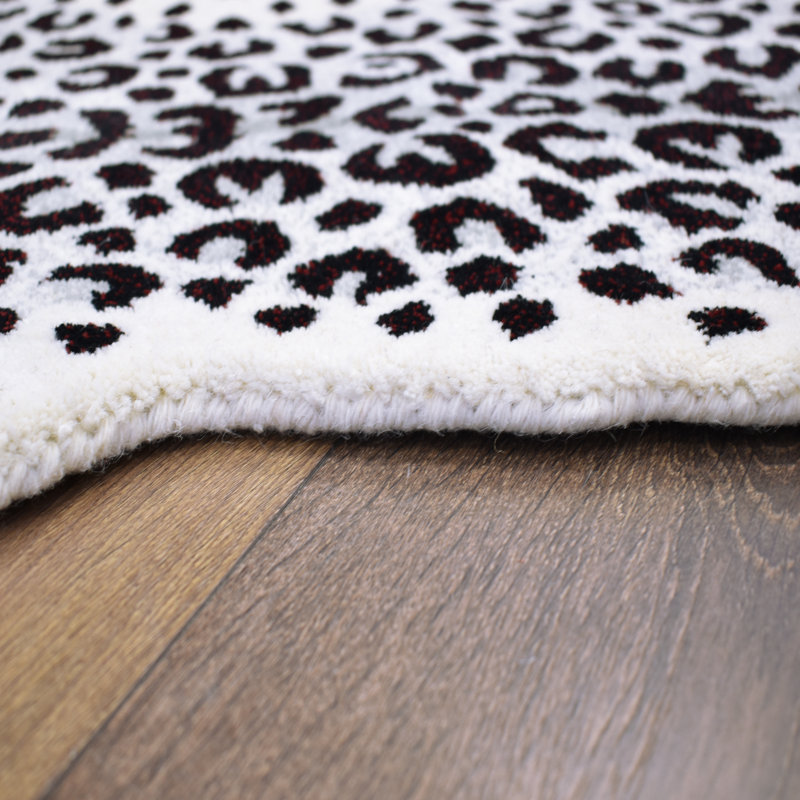 Tapis noir / blanc en laine à imprimé animal Terrazzo, Nouveauté 2 pi x 3 pi