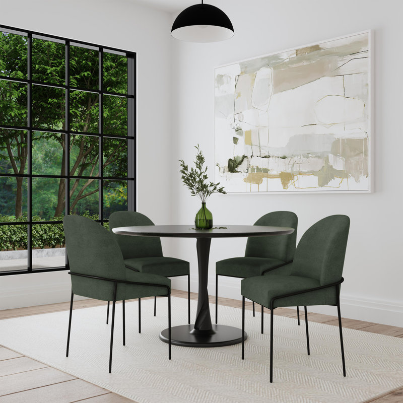 Chaise de salle à manger rembourrée Burhans, Vert Loden
