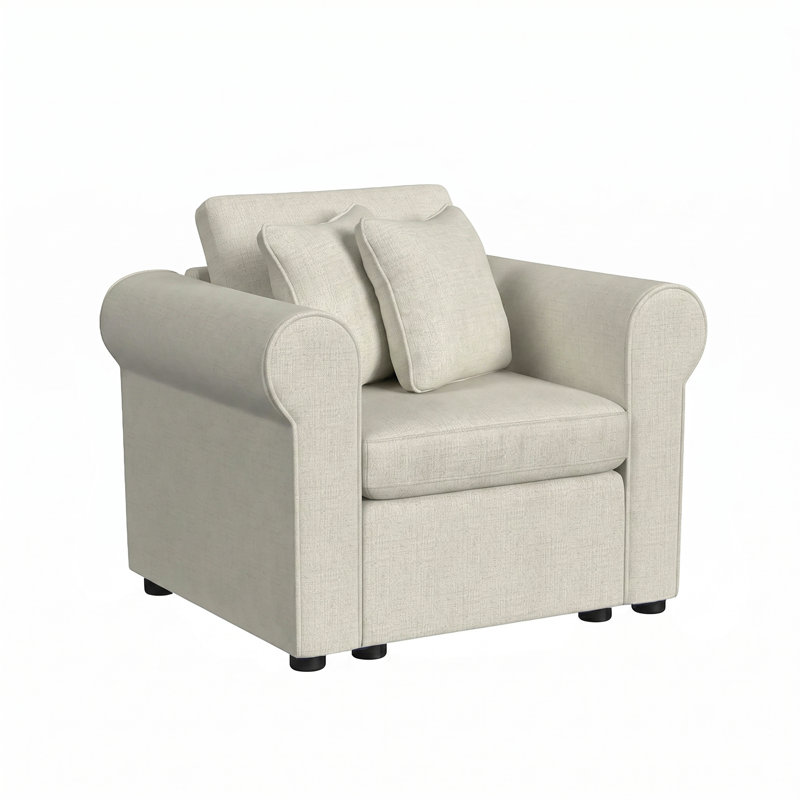 Lockheart 32" Accent Chair Roll Arm Natural, Natural 