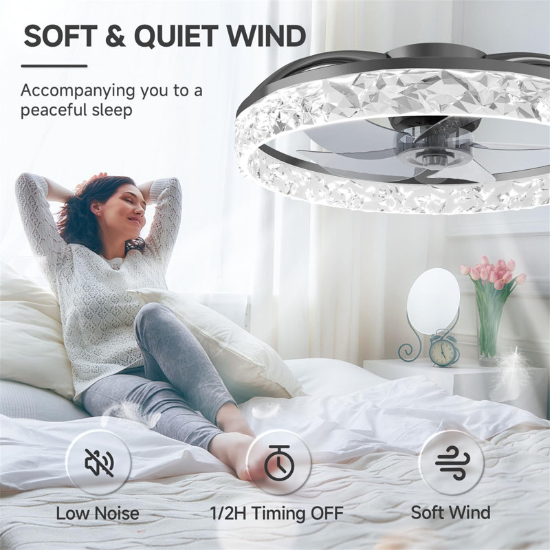 Ceiling Fan with LED Lights, Black