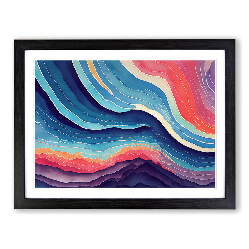 Watercolour Soundwave Vol.6 Abstract - Single Picture Frame Print, Black, 34cm H x 46cm W