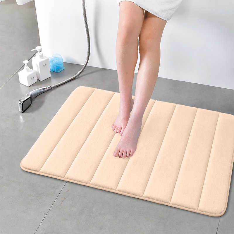 Nequan Memory Foam Non-Slip Bath Mat, 50cm W X 80cm L, Cream