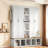 Farmhouse 4-in-1 Hall Tree With Hanging Hooks, Open Compartments, Wood-grain Bench And Shoe Cabinets-637022481