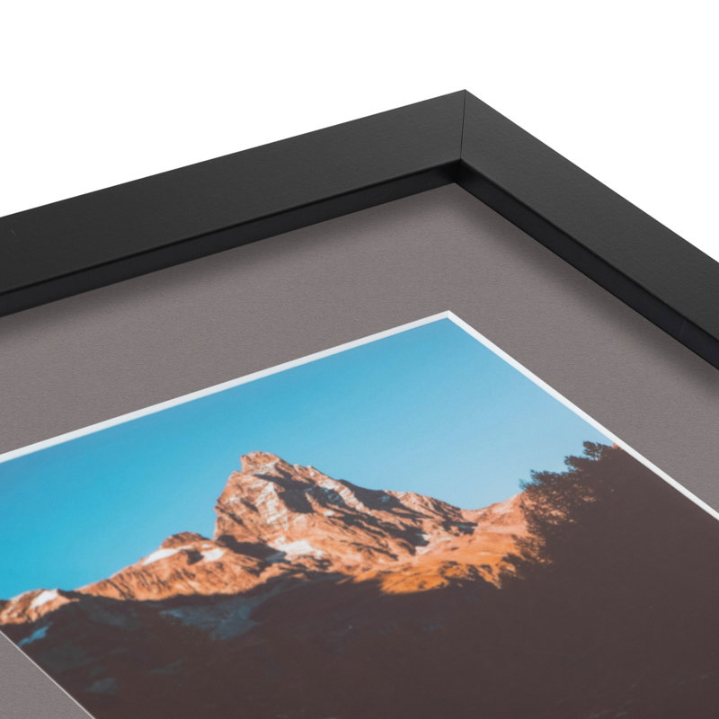 Classic Black Wood Wall Picture Frame with Pewter Mat