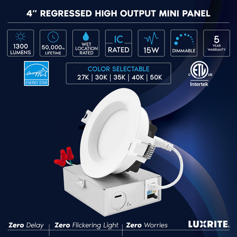 4'' Tunable Color Temperature Dimmable Air-Tight IC Rated LED Canless Recessed Lighting Kit