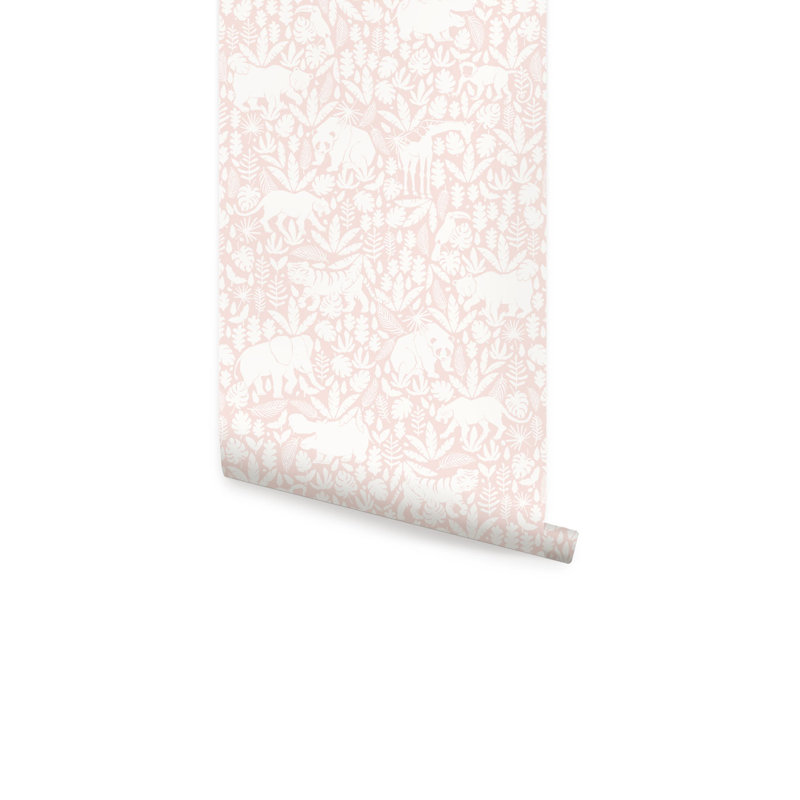 Papier peint adhésif Jungle Animals, Rose tendre