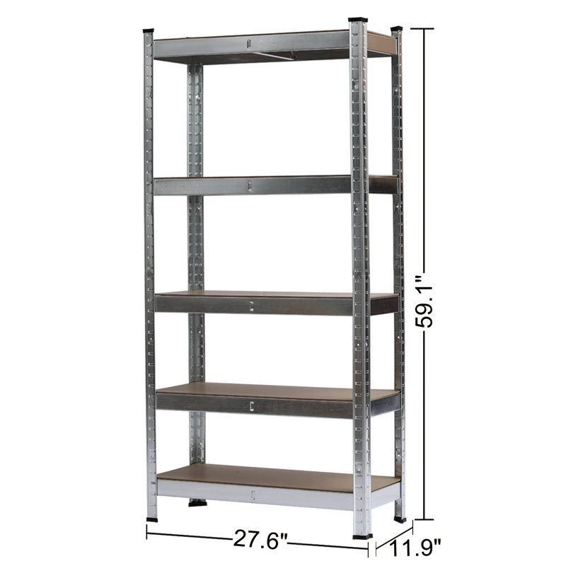 Keokuk Metal Height -Adjustable Shelving Unit, 150cm H x 70cm W x 30cm D, Silver