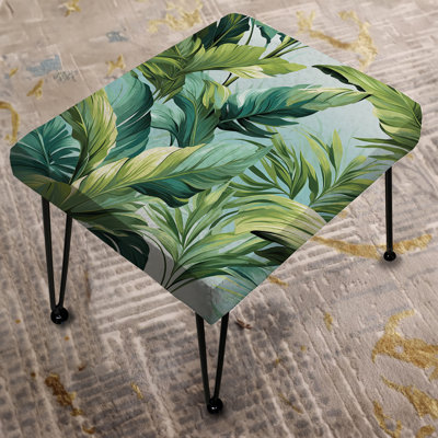 Palm Mirage Tropical Pattern - Tropical Rectangle Ottoman