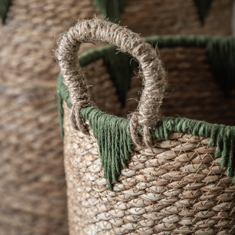 Bay Isle Home Seagrass / Cotton Rope Decorative Basket