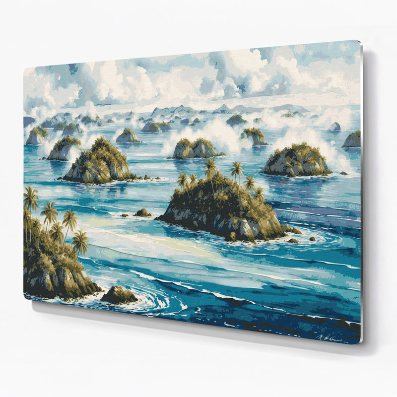 Art mural en métal bleu côtier, H 11 po x l 14 po