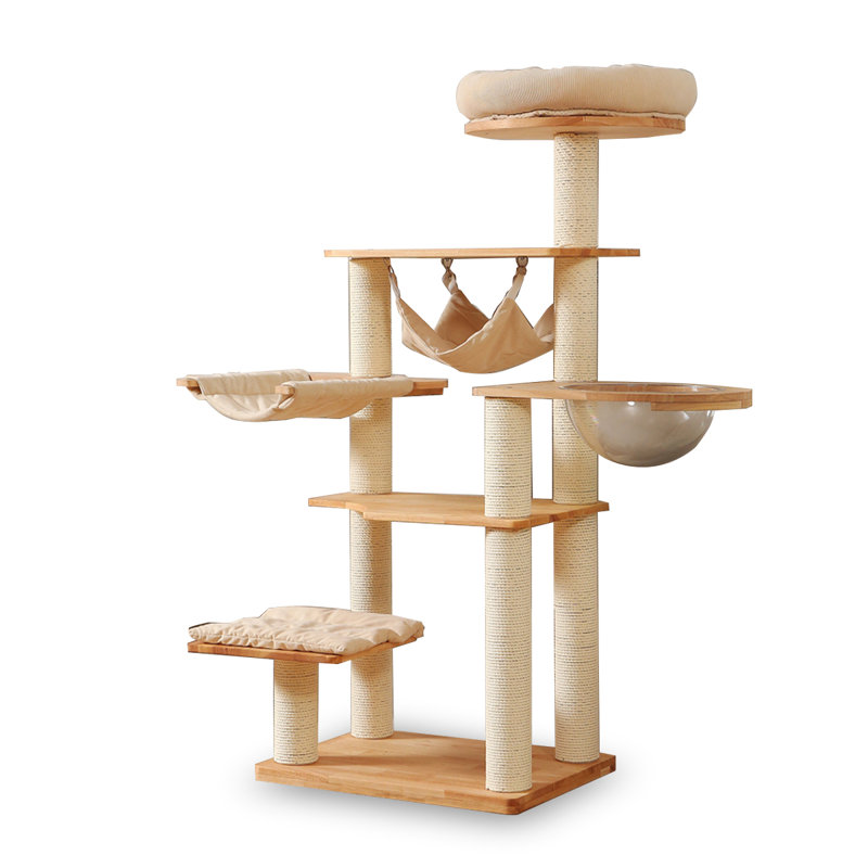 6 Tiers Cat Tree with Condons,Perch,Scratching Posts, 57.09" H x 19.69" W x 48.5" D