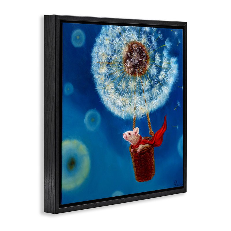 Dandelion Hot Air Balloon Mouse, 18" H x 18" W, Jet Black Floater Frame