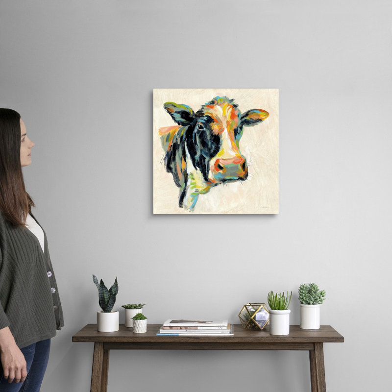 «Expressionistic Cow I», art mural sur toile, Toile tendue, H 20 po x l 20 po x P 1 po