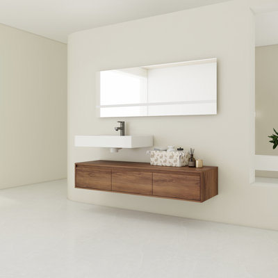 Meuble-lavabo moderne en résine, lavabo à économie d'espace 18,56 po Large, luxueux