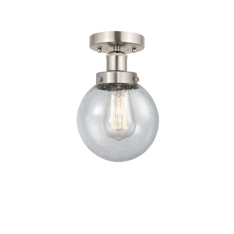 Plafonnier semi-encastré en verre Alfonsa, Gris clair, Nickel satiné brossé