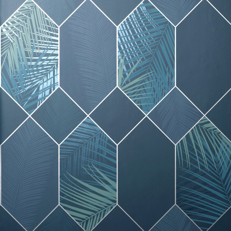 Miami Tropical Geo Wallpaper, Navy