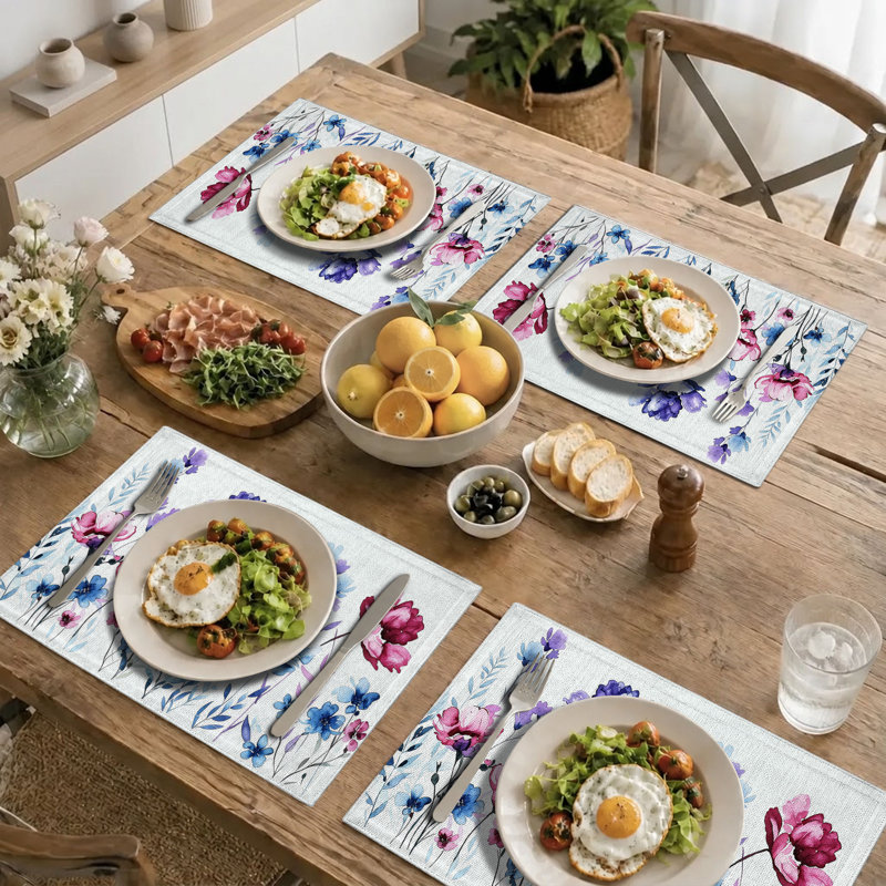 4-Piece Polyester Rectangle Dining Table Placemat