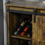 Industrial Wine Cabinet, Sideboard Storage Cabinet, Serving Bar Buffet With Sliding Barn Door And 6-Bottle Wine Rack