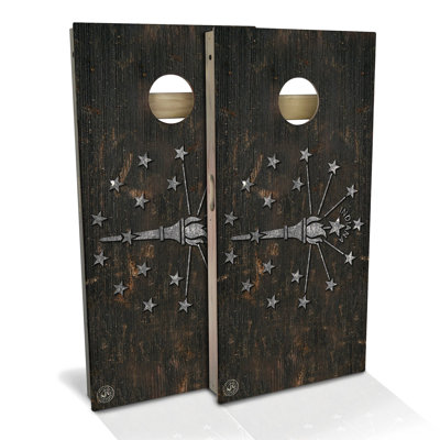 Indiana Flag Rustic Cornhole Board Set | Includes (2) Boards, (8) Bags & Optional Accessories