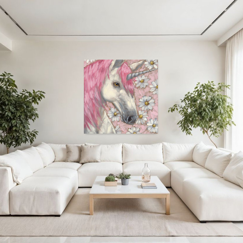 Art de fleur de voeux rose fantaisiste contemporain, H 48 po x l 48 po