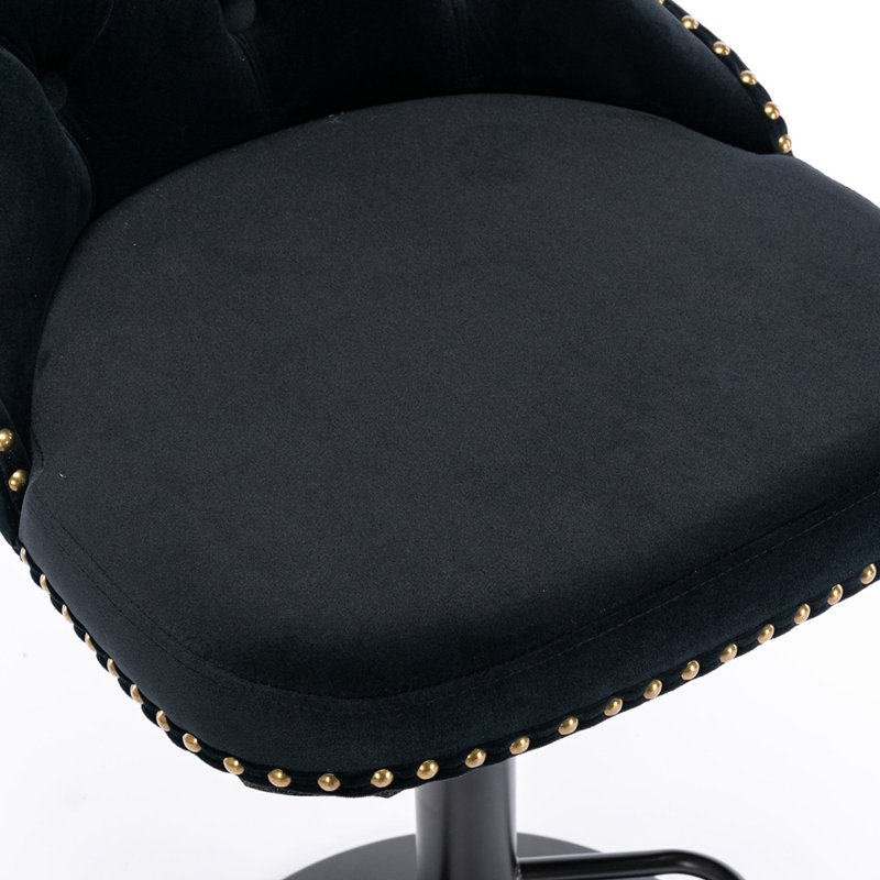 Tabouret pivotant à hauteur réglable Julias, Noir / Noir