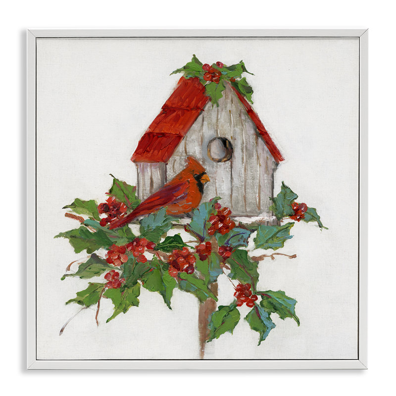 «Winter Plants & Birdhouse», art de la giclée encadrée par Sally Swatland, Giclée encadrée blanc bord de mer