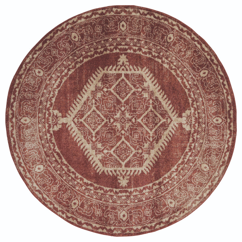 Tapis oriental rouge brique Hicklin, Rond 7 pi 10 po