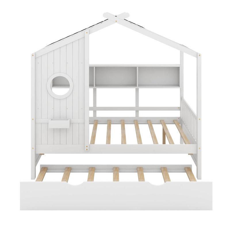 Lit double avec lit gigogne, Blanc