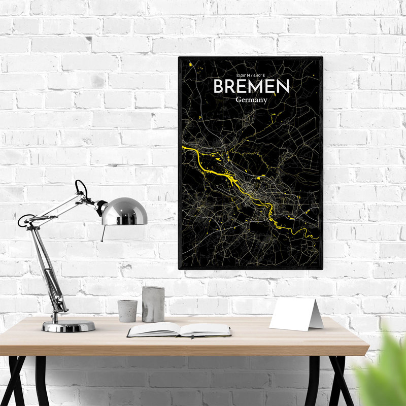 Bremen City Map, impression, H 36 po x l 24 po x P 0,05 po, Temps