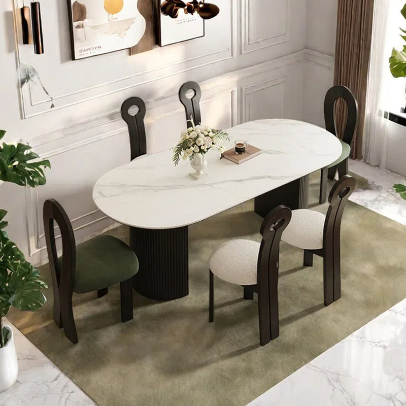 Table de salle à manger ovale moderne française, H 29,53 po x L 55,12 po x l 31,5 po
