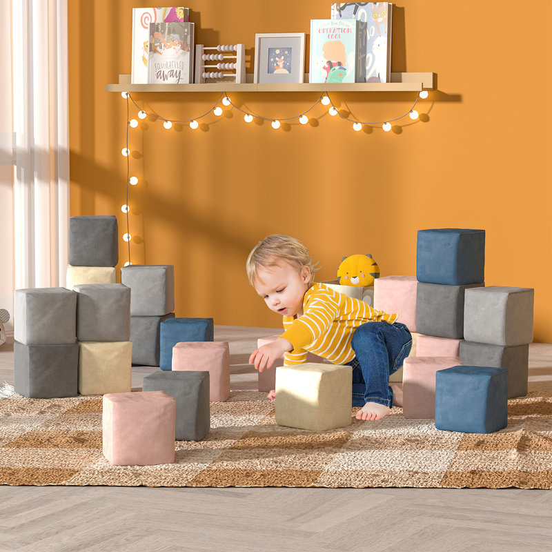 24 pièces de blocs de mousse moelleux - cubes colorés empilables pour tout-petits, Square