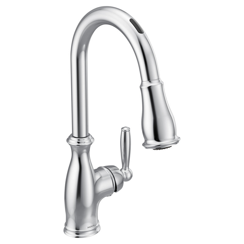 Robinet de cuisine à poignée simple Brantford Smart Touchless avec Power Boost et Power Clean et avec accessoires, Chrome