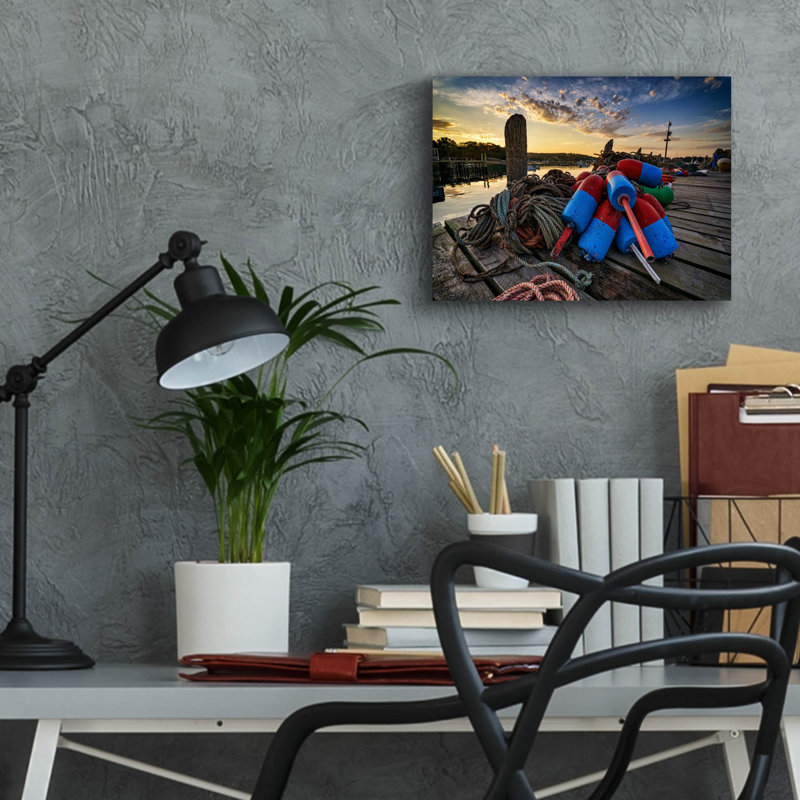 «Buoys and Line» par Rick Berk, art mural en verre acrylique, H 12 po x l 16 po x P 0,13 po