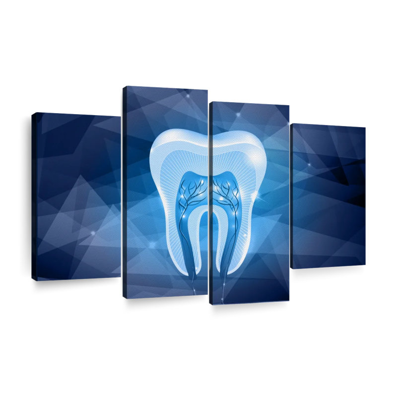 " Geometric Tooth " 4 - Pieces, 54" H x 84" W x 1.25" D