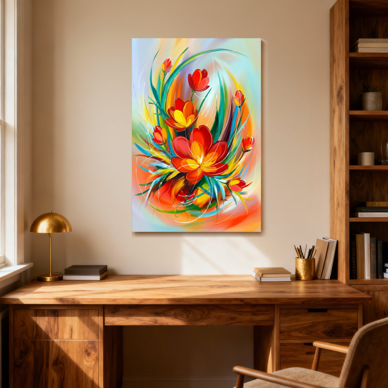 «Plants & Flowers Vibrant Floral», reproduction d'art sur toile