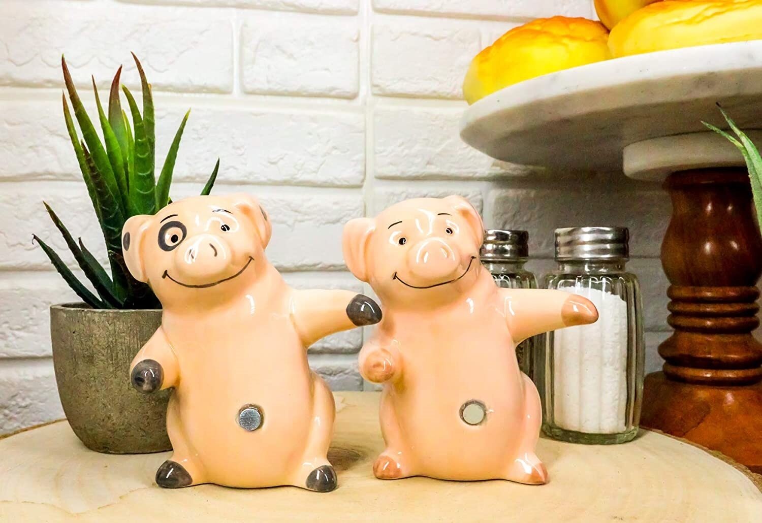 Happy Pigs Ceramic Salt and Pepper Shakers, Set of 4 - Tableware - Cosmos