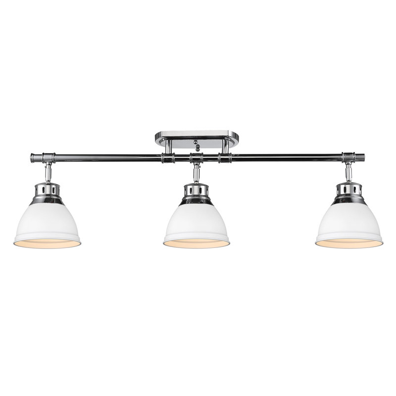 Bryannah 3-Light Semi-Flush - Track Light, Chrome, Matte White
